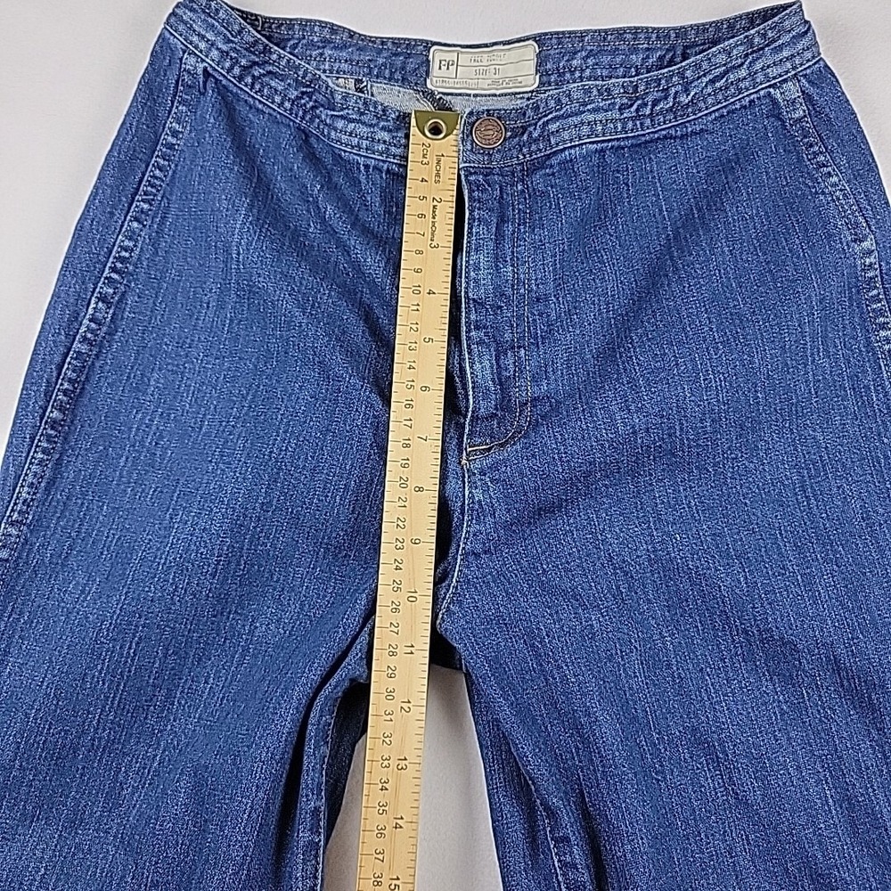 Free People Jayde Sunburst Blue Flare Jeans Women's Size 31 Hemmed READ - Picture 11 of 16